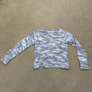 Athleta Girl Grey Camo Crewneck